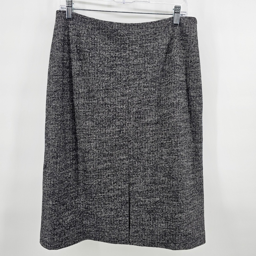 Doncaster Pencil Skirt Womens 10 Gray Wool Blend Herringbone Tweed Knee Length